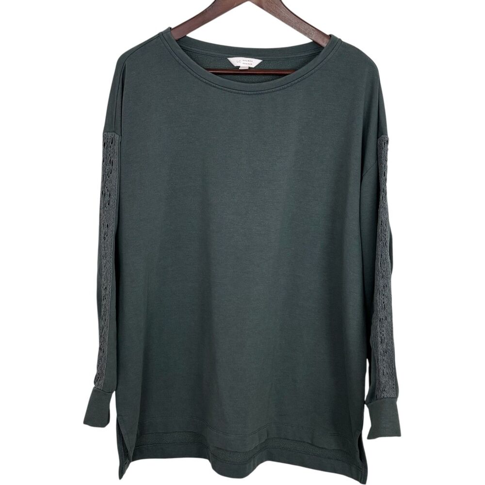 LC Lauren Conrad Green Fleece Lace Sleeve Sweater Top women’s XXL